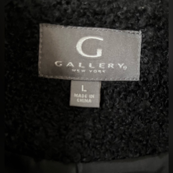 Gallery New York Black Boucle Knit Coat Sz L - Picture 4 of 6